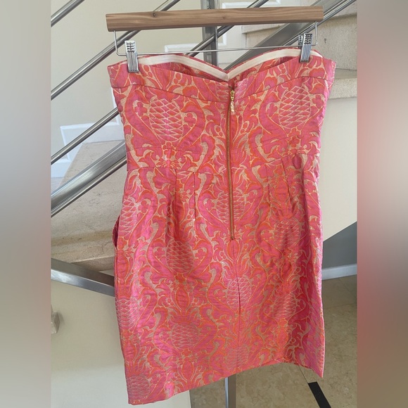 Vintage Kate Spade Elegant Pink and Gold Strapless Dress - Picture 2 of 14